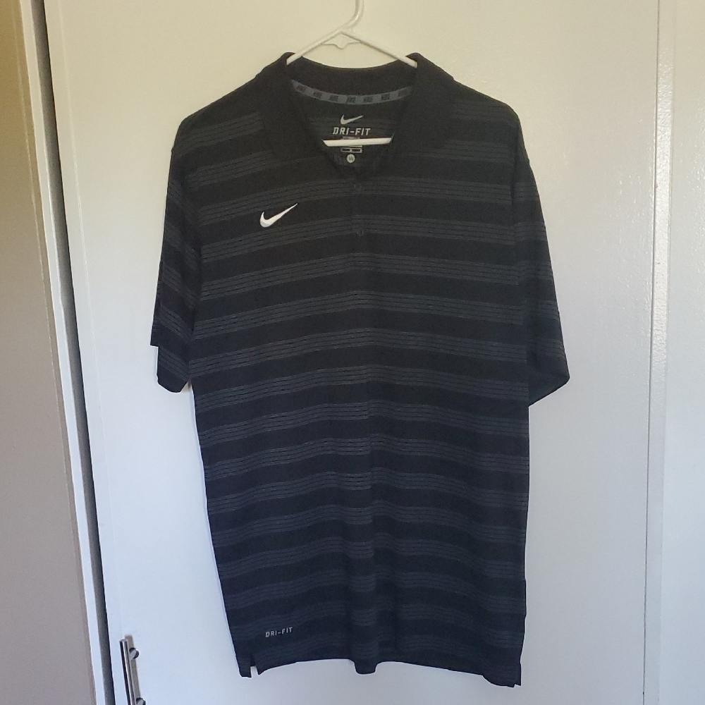 Nike Men's Dark Gray Striped Polo Shirt